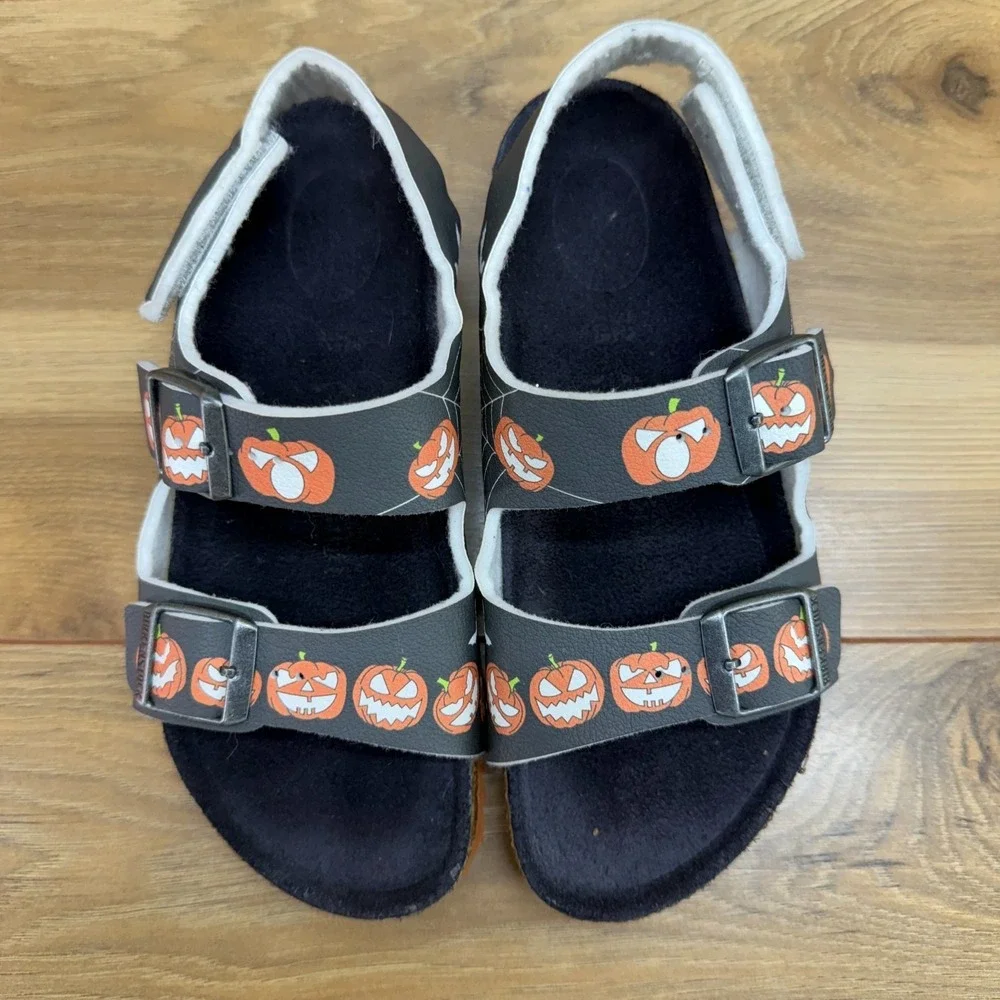 Birkenstock Milano Kids Halloween Sandals 1 EU 32‎ Black Orange Walking Casual